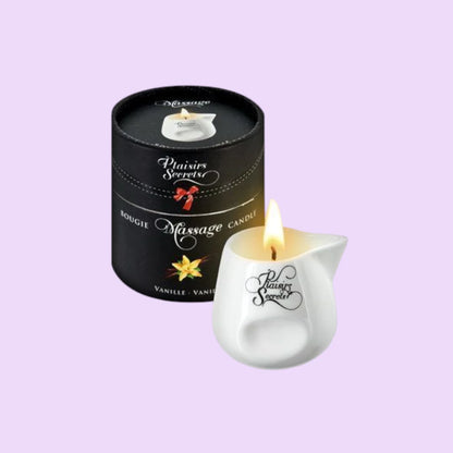 Масажна свічка Plaisirs Secrets Vanilla (80 мл) подарункова упаковка, керамічний посуд