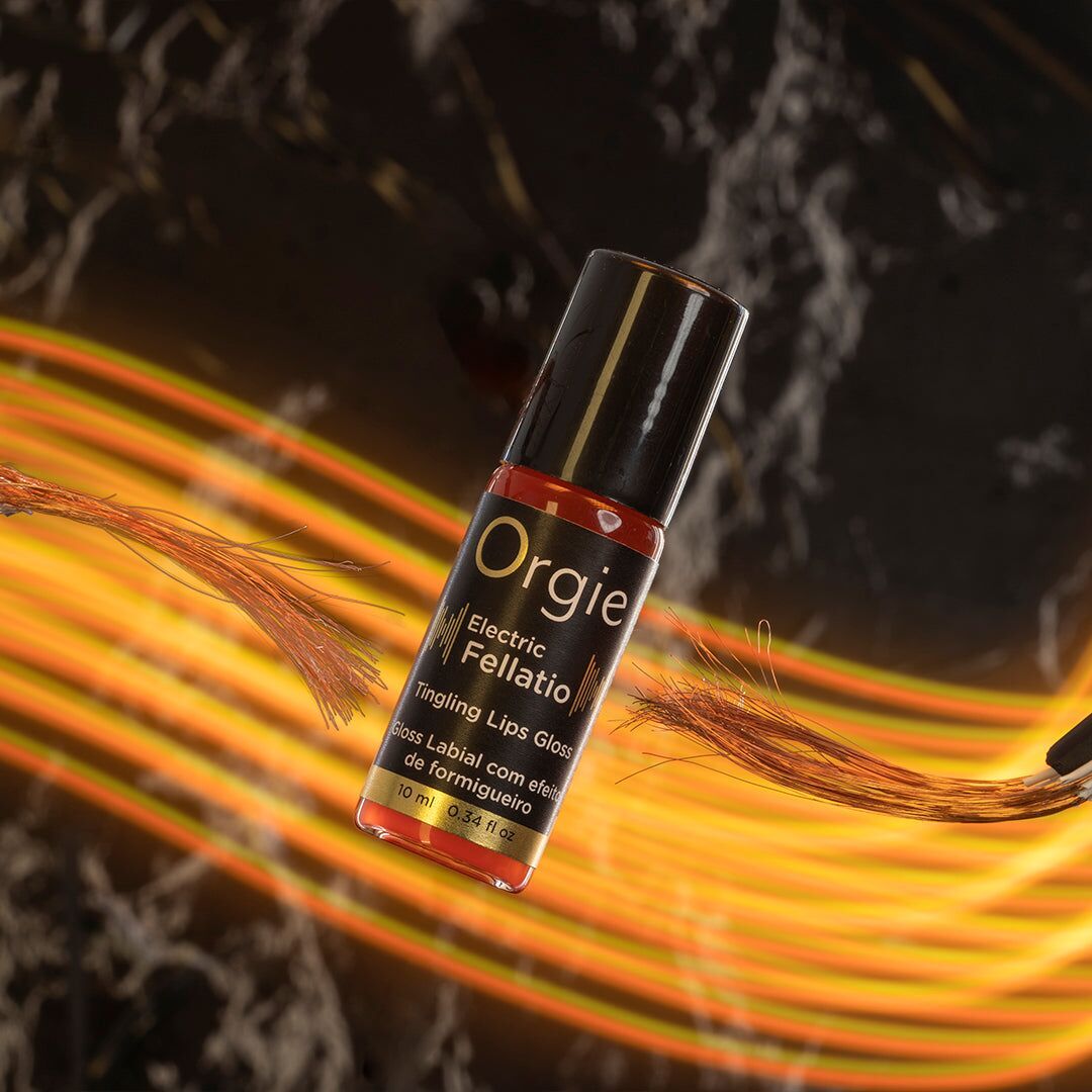 Блиск для губ з ефектом вібрації Orgie Electric Fellatio Lips Gloss (10 мл), смак фруктового асорті