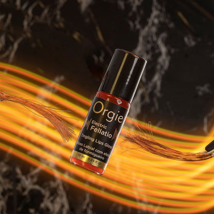Блиск для губ з ефектом вібрації Orgie Electric Fellatio Lips Gloss (10 мл), смак фруктового асорті