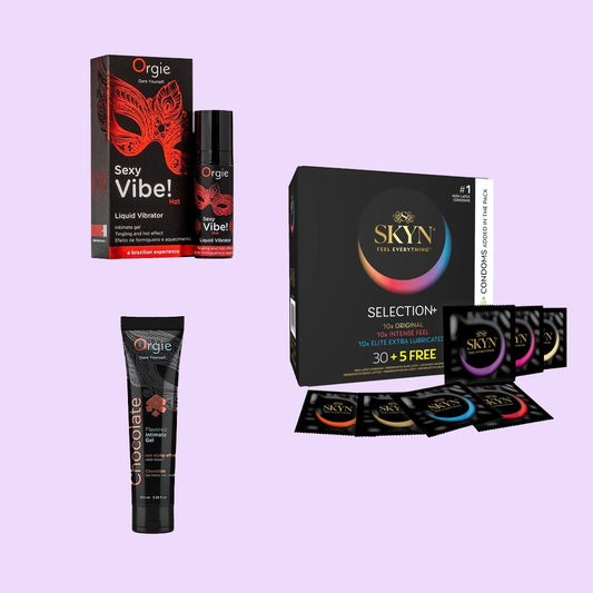 Набір SKYN x Orgie - презервативи + рідкий вібратор + лубрикант в подарунок