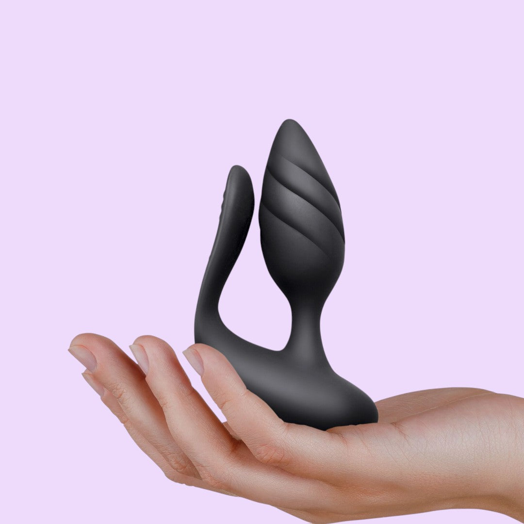 Анально-вагінальний вібратор для пар Rocks Off Cocktail Black, пульт ДК