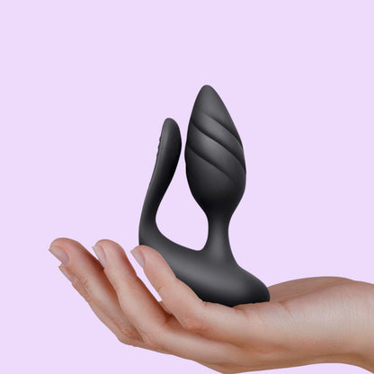 Анально-вагінальний вібратор для пар Rocks Off Cocktail Black, пульт ДК