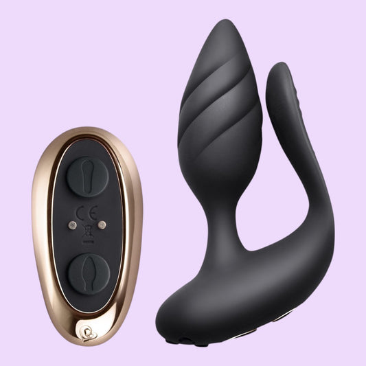 Анально-вагінальний вібратор для пар Rocks Off Cocktail Black, пульт ДК