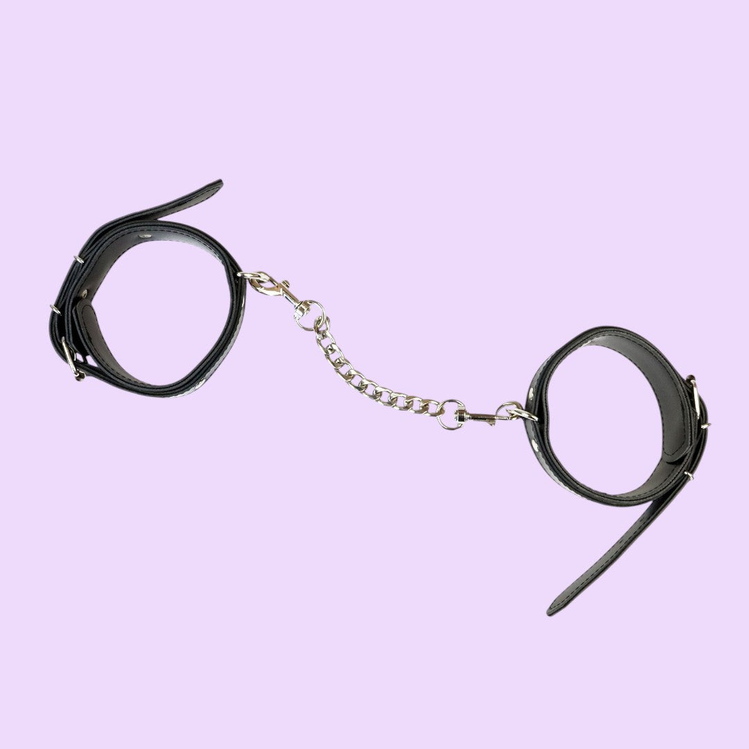 Набір BDSM Art of Sex — Emoji (наручники + поножі), екошкіра, чорний