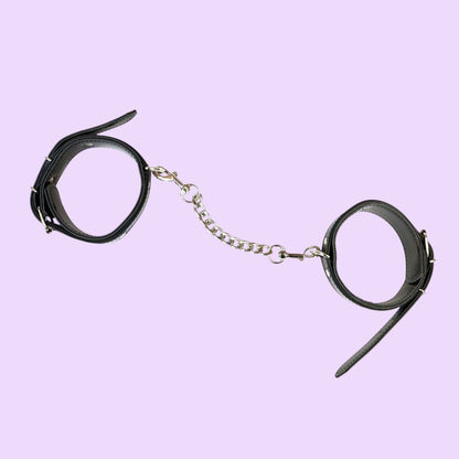 Набір BDSM Art of Sex — Emoji (наручники + поножі), екошкіра, чорний