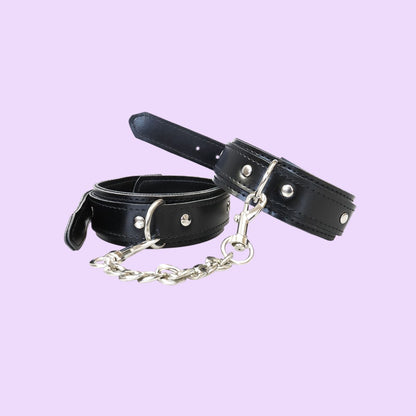 Набір BDSM Art of Sex — Emoji (наручники + поножі), екошкіра, чорний