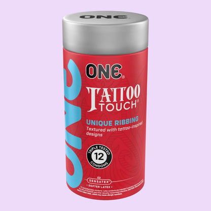 Презервативи ONE Tattoo Touch, 12 шт — рельєф у вигляді тату, 3 дизайни