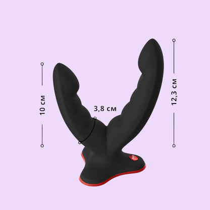 Подвійний фалоімітатор Fun Factory RYDE Black з присоскою