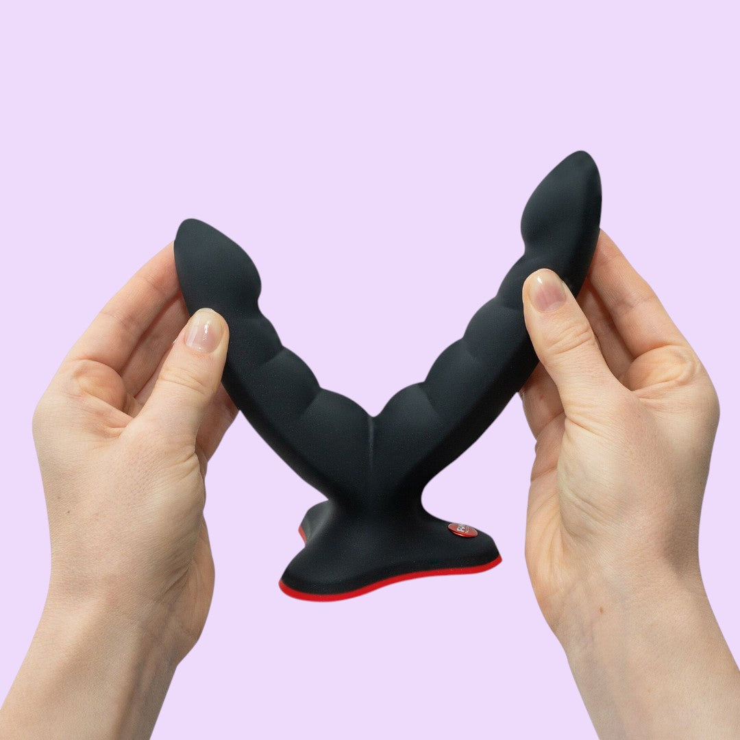 Подвійний фалоімітатор Fun Factory RYDE Black з присоскою