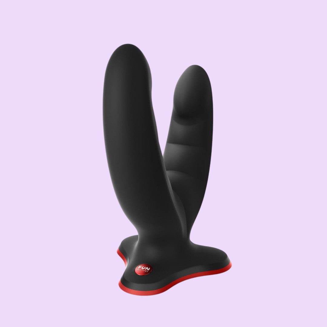 Подвійний фалоімітатор Fun Factory RYDE Black з присоскою