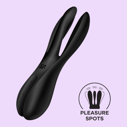 Кліторальний вібратор Satisfyer Threesome 2 Black (3 гнучкі пальчики, 3 мотори)