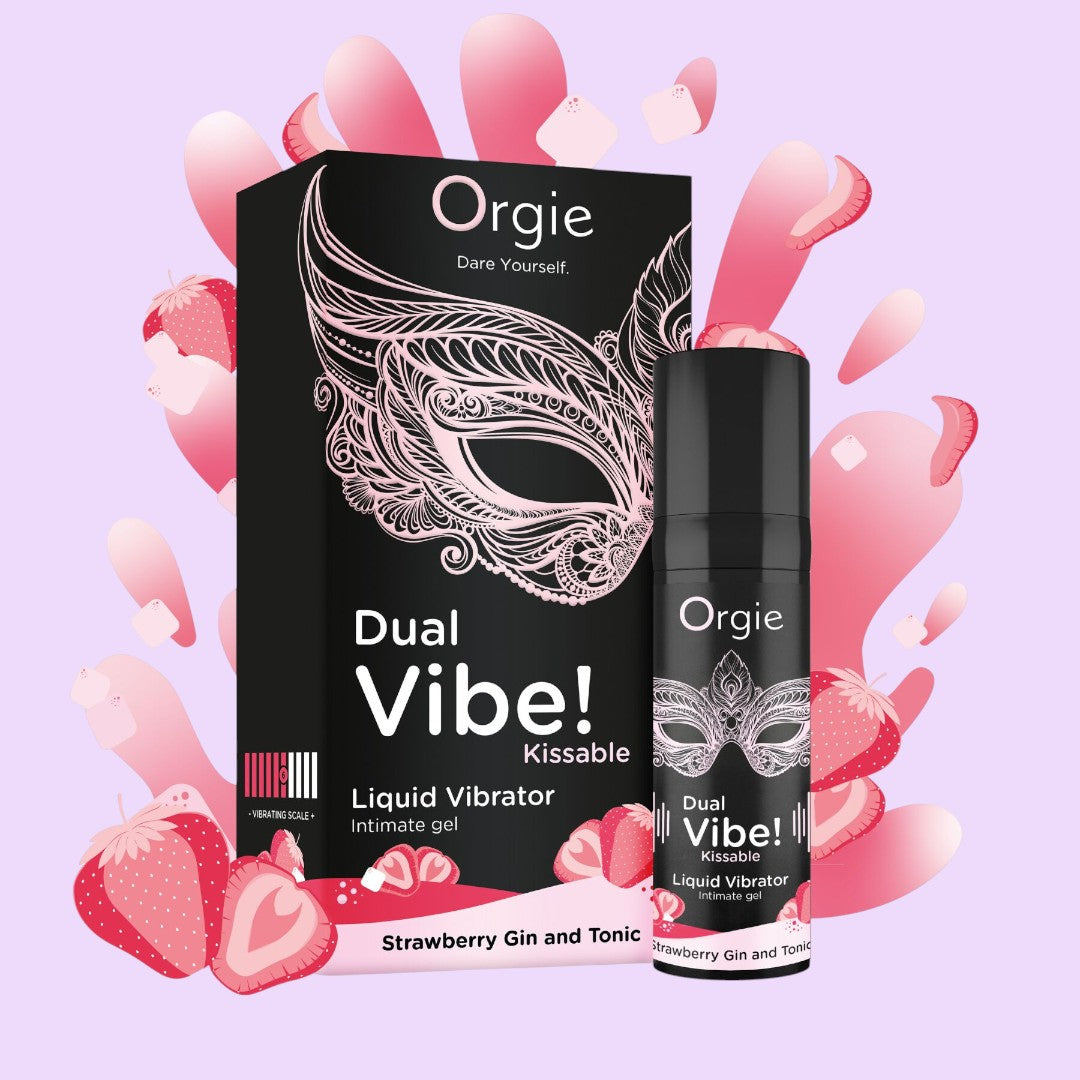 Orgie Dual Vibe! Strawberry Gin & Tonic - їстівний рідкий вібратор (15 мл)