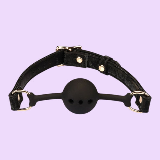 Повітропроникний кляп Liebe Seele Boudoir Amor Ball Gag Black, силіконова кулька 4,3 см
