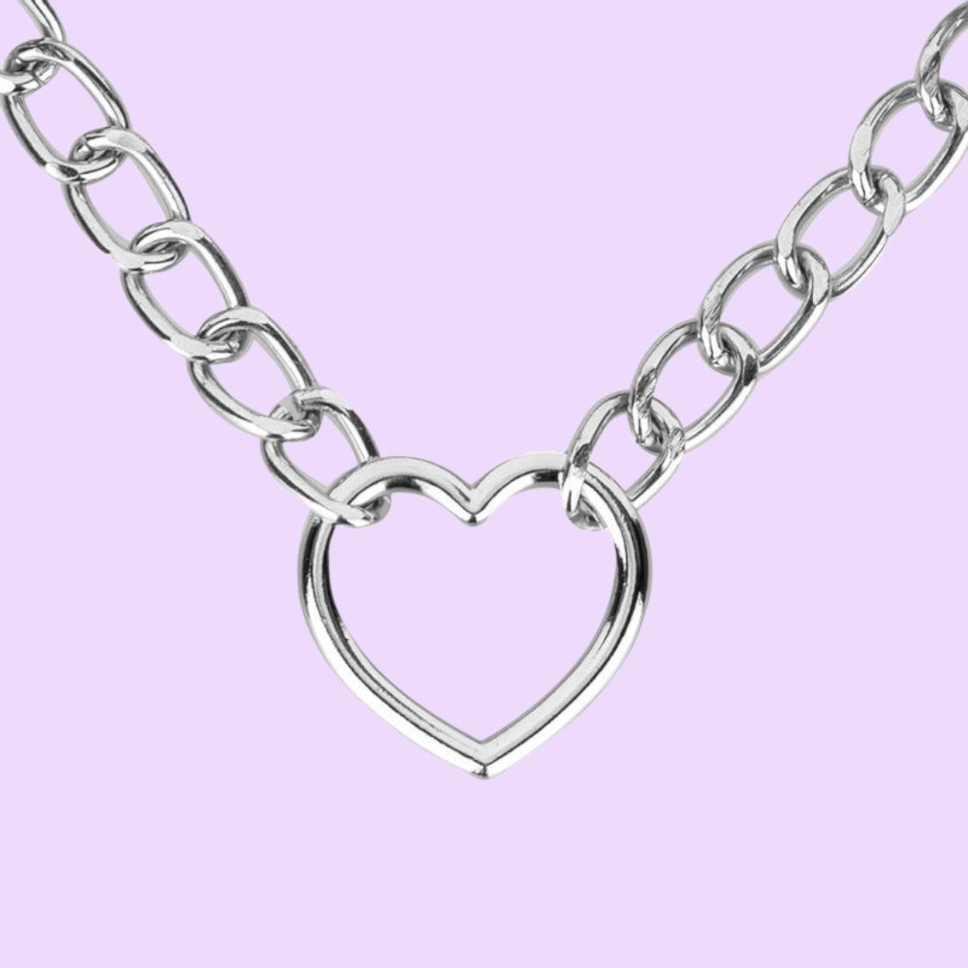 Нашийник з повідцем Bedroom Fantasies: Collar with Chain - Silver