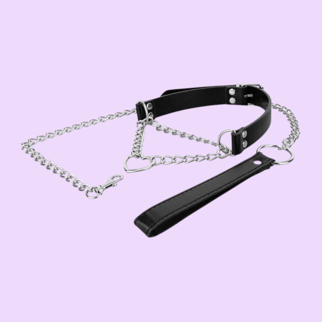 Нашийник з повідцем Bedroom Fantasies: Collar with Chain - Silver