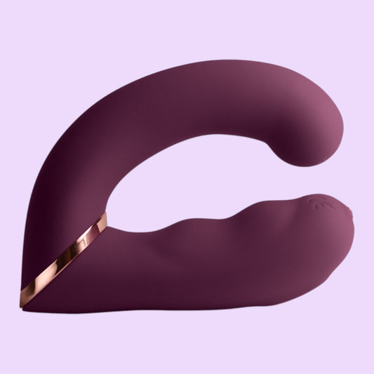 Подвійний вібратор Rocks Off Gemini Burgundy (2 мотори, 10+10 режимів, змінне положення ручки)